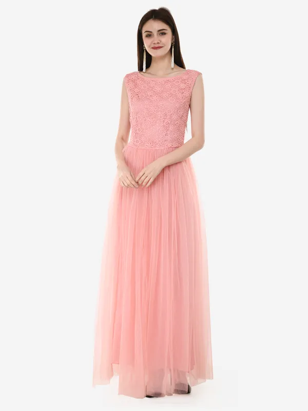 Peach_Self_Design_Long_Maxi_Gown_For_Women
