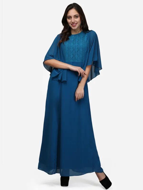 Teal_Blue_Pink_Cape_Sleeves_Lace_A-Line_Long_Party_Wear_Maxi_Dress_For_Women