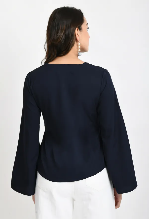 Navy_Blue_Crepe_Cinched_Waist_Top