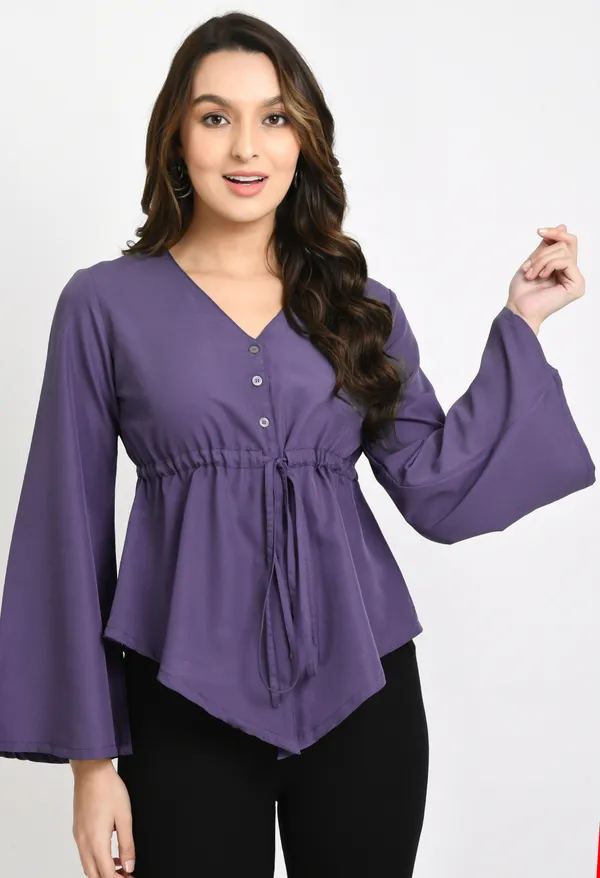 V&M_Mauve_Color_Waist_Tie-up_Casual_Top