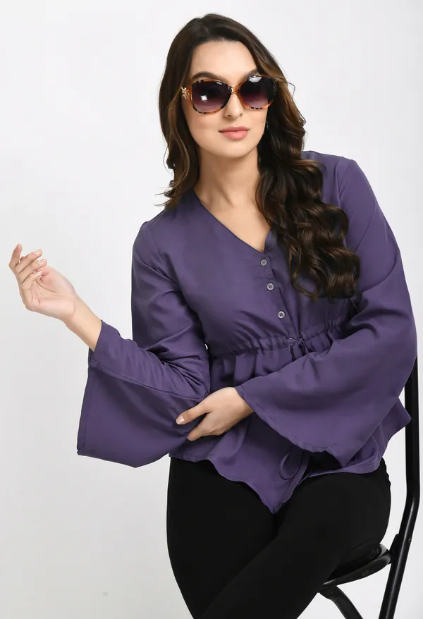 V&M_Mauve_Color_Waist_Tie-up_Casual_Top