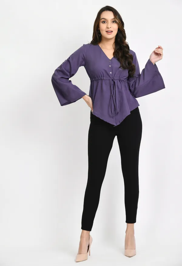 V&M_Mauve_Color_Waist_Tie-up_Casual_Top
