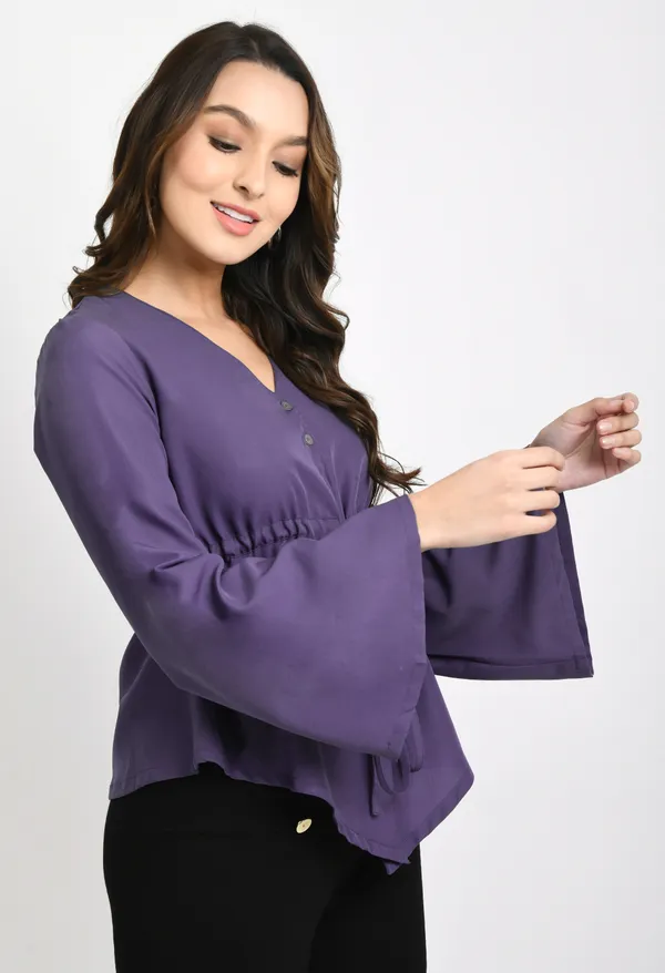 V&M_Mauve_Color_Waist_Tie-up_Casual_Top