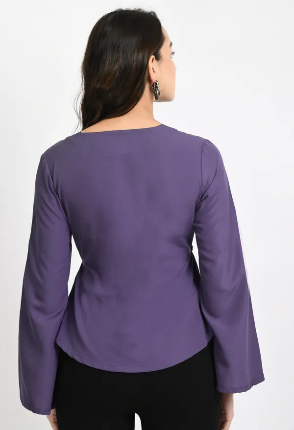 V&M_Mauve_Color_Waist_Tie-up_Casual_Top