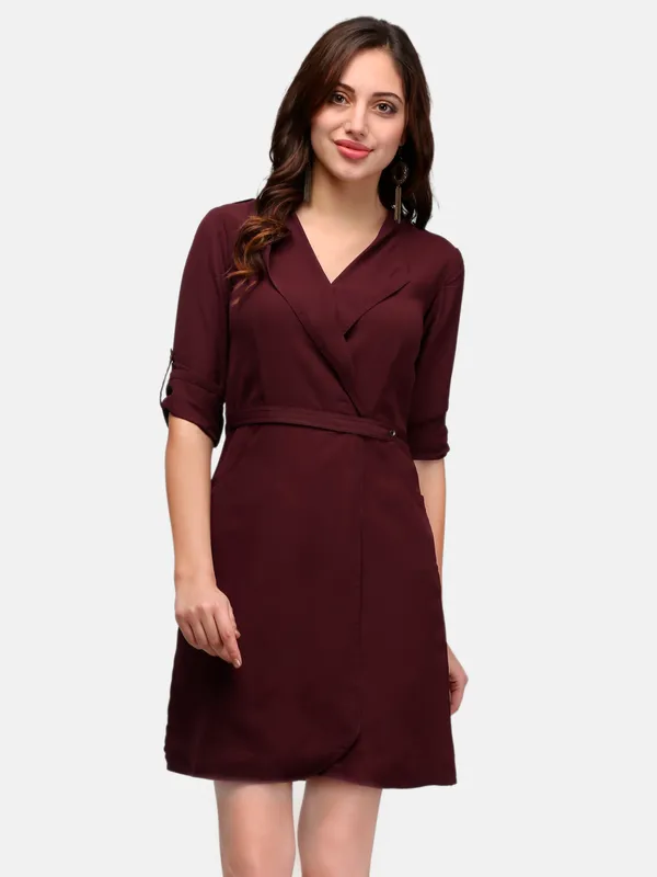 Brown_Crepe_Dress_For_Women_&_Girls