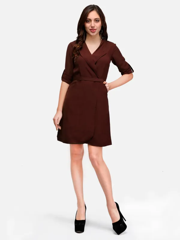 Brown_Crepe_Dress_For_Women_&_Girls