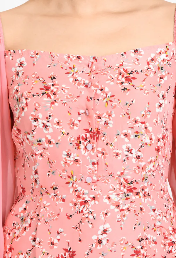 Peach_Floral_Crepe_Sheath_Dress