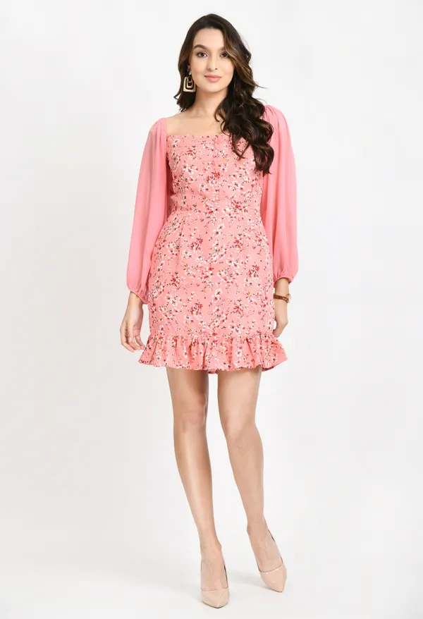 Peach_Floral_Crepe_Sheath_Dress
