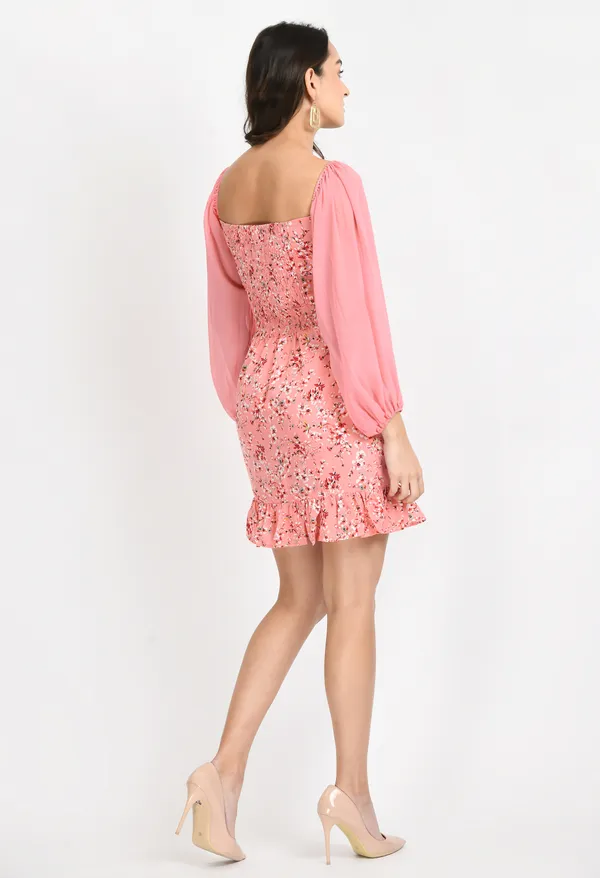 Peach_Floral_Crepe_Sheath_Dress