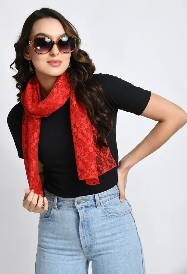 Red_Net_Printed_Scarf_For_Women_&_Girls