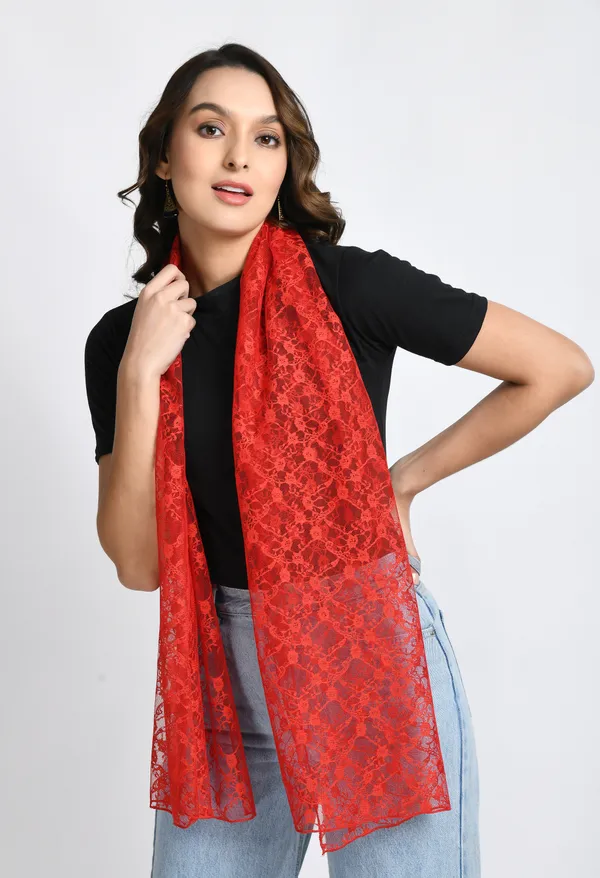 Red_Net_Printed_Scarf_For_Women_&_Girls