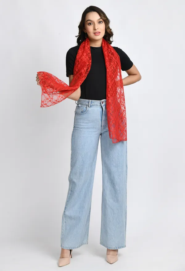 Red_Net_Printed_Scarf_For_Women_&_Girls