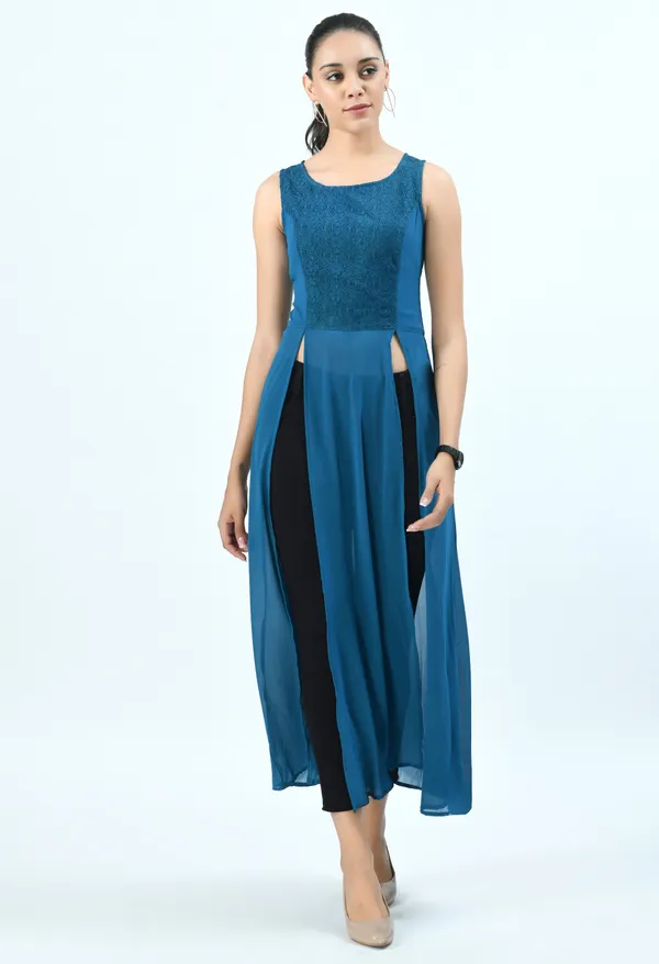 Blue_Round_Neck_Georgette_Longline_Top