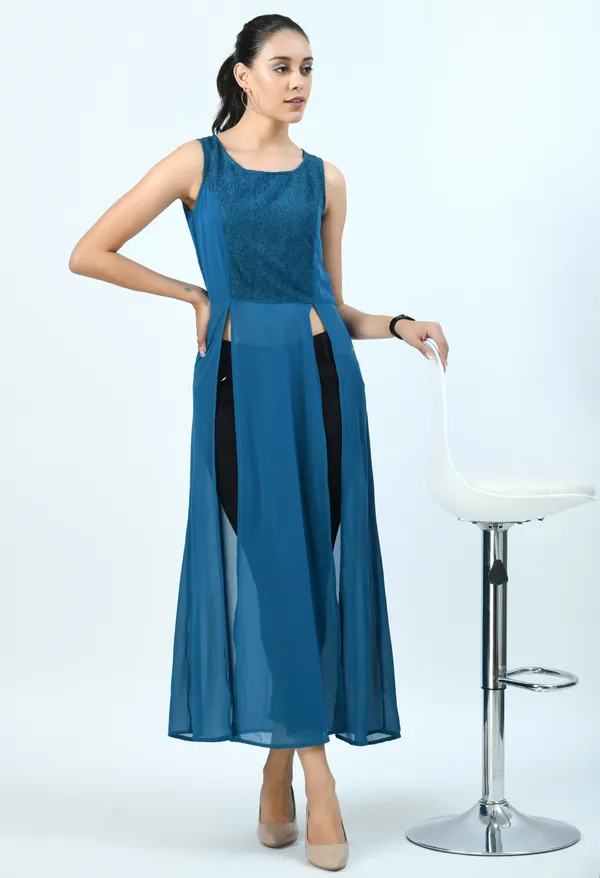 Blue_Round_Neck_Georgette_Longline_Top