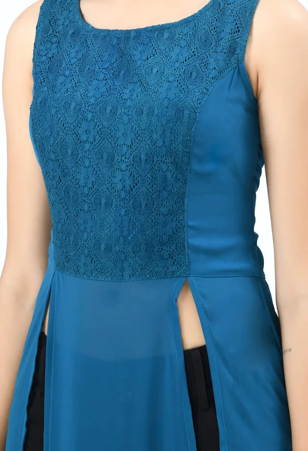 Blue_Round_Neck_Georgette_Longline_Top