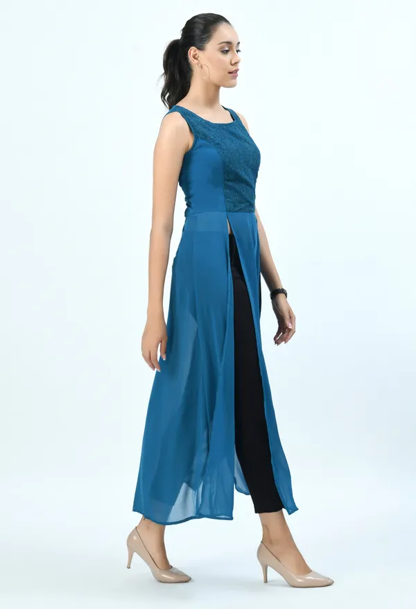Blue_Round_Neck_Georgette_Longline_Top