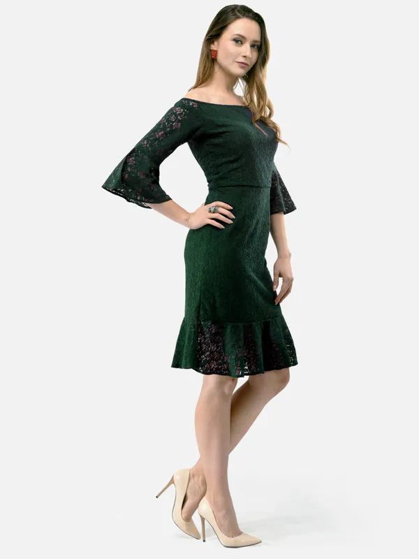 Green_Off-Shoulder_Self_Design_Lace_Sheath_Dress_For_Women