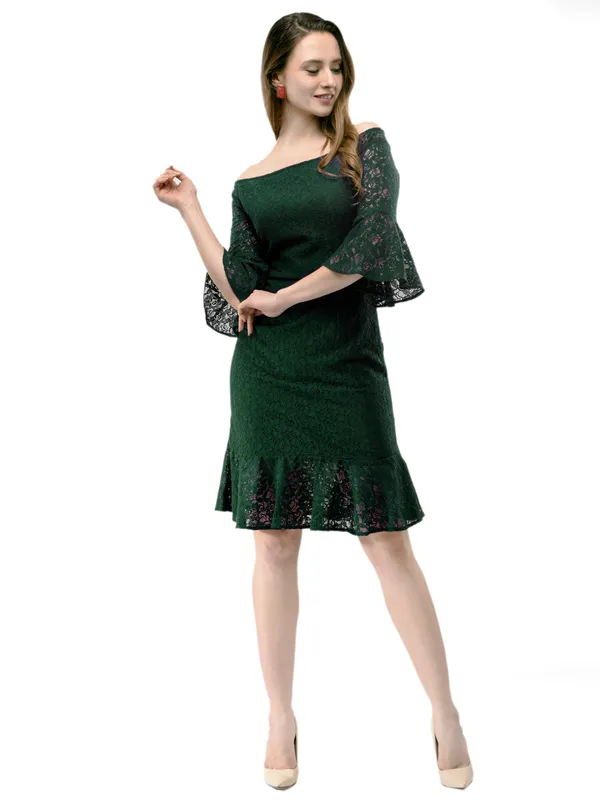 Green_Off-Shoulder_Self_Design_Lace_Sheath_Dress_For_Women