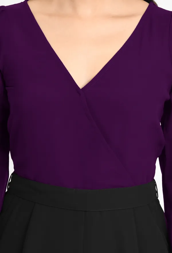 V&M_Purple_And_Black_Color_Block_V-Neck_Jumpsuit_For_Women