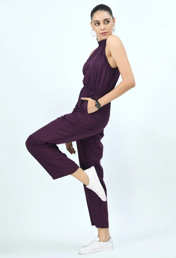 Brown_Jumpsuit_With_Embellished_Belt_And_Dupatta