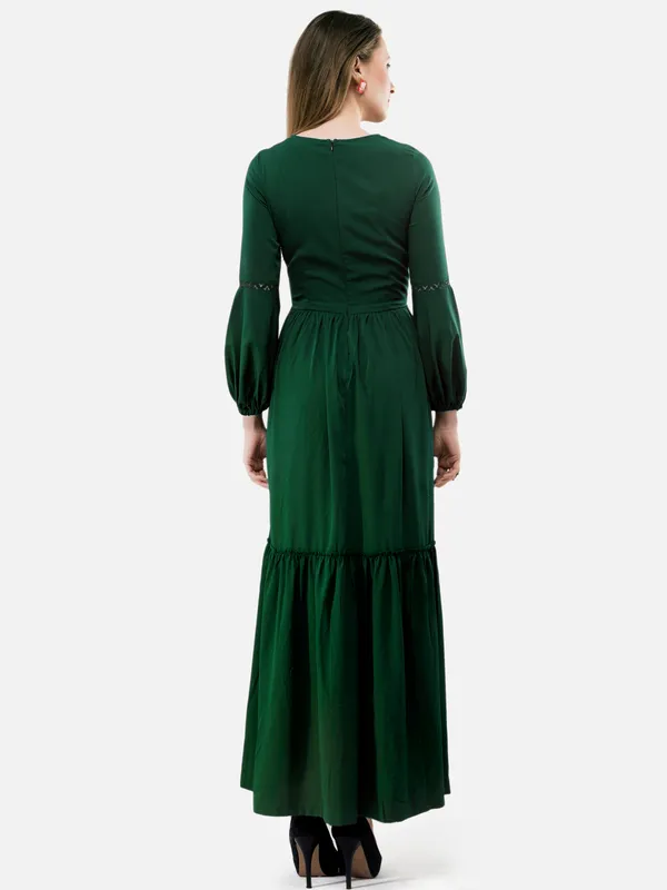 Dark_Green_V-_Neck_Bishop_Sleeves_Boho_Maxi_Dress_For_Women