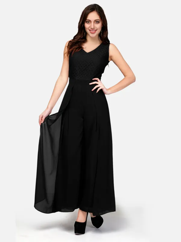 Black_Women'S_Latest_Designer_Lace_Layered_Jumpsuit_Come_Maxi_Party_Wear_Gown_Dress