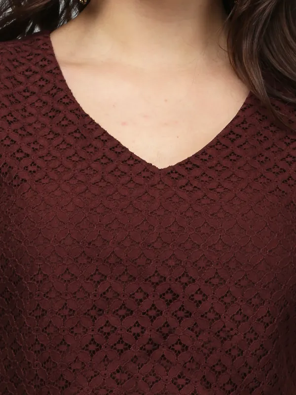 Dark_Brown_Women'S_Latest_Designer_Lace_Layered_Jumpsui