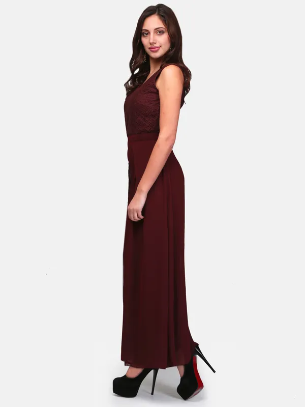 Dark_Brown_Women'S_Latest_Designer_Lace_Layered_Jumpsui