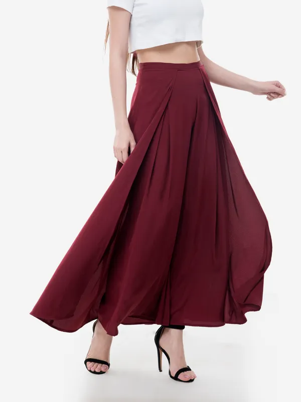 Maroon_Women_Maroon_Regular_Fit_Solid_Parallel_Skirt_Palazzo