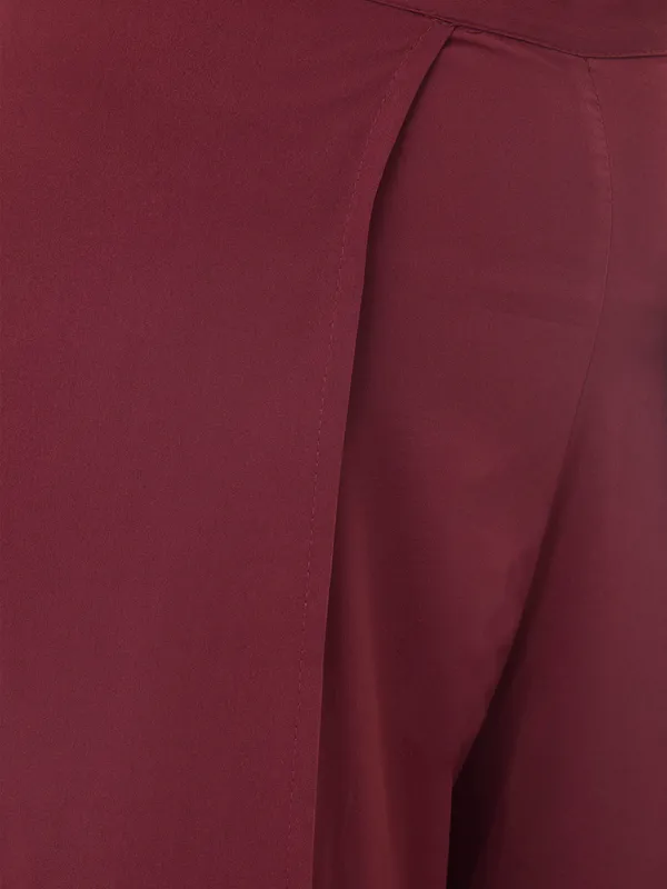 Maroon_Women_Maroon_Regular_Fit_Solid_Parallel_Skirt_Palazzo