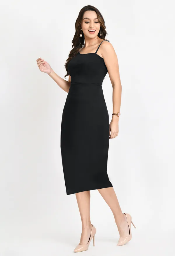 V&M_Black_Front_Slit_Midi_dress_For_Women