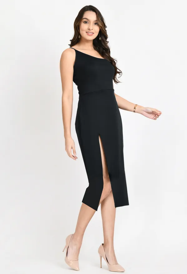 V&M_Black_Front_Slit_Midi_dress_For_Women
