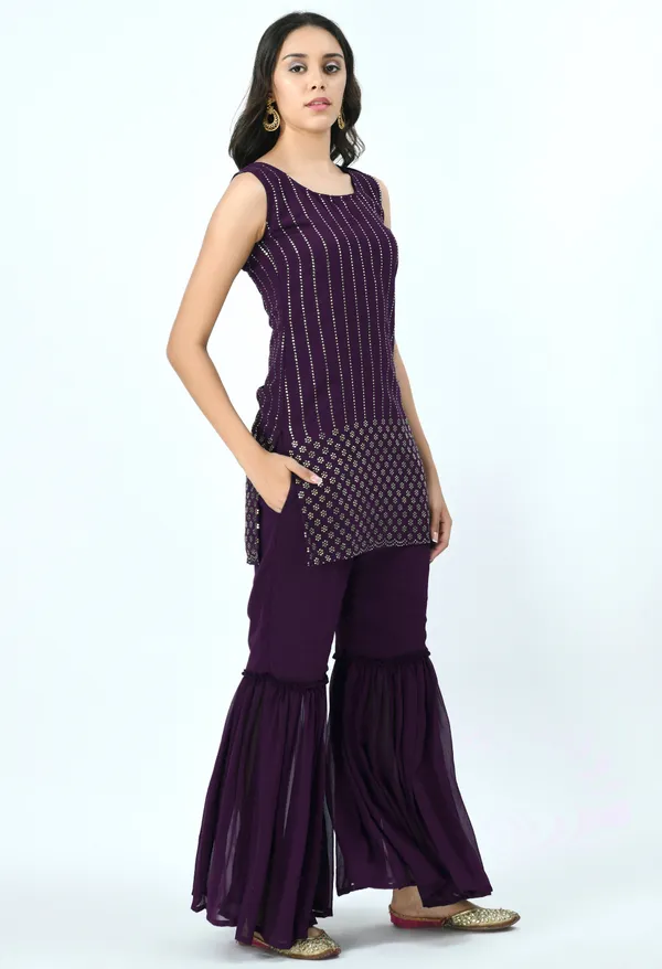 Purple_Ethnic_Motifs_Embroidered_Kurti_With_Sharara_&_Dupatta_For_Women