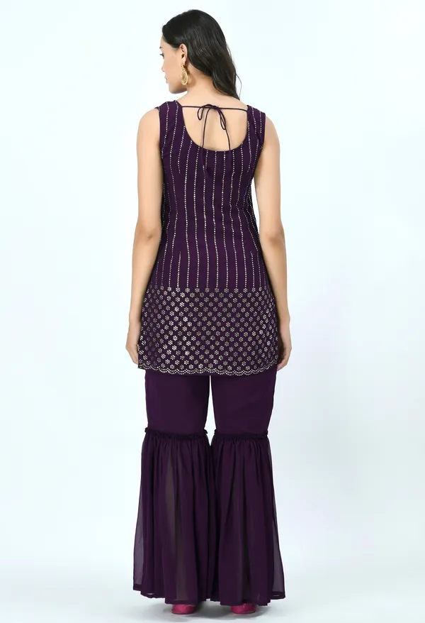 Purple_Ethnic_Motifs_Embroidered_Kurti_With_Sharara_&_Dupatta_For_Women