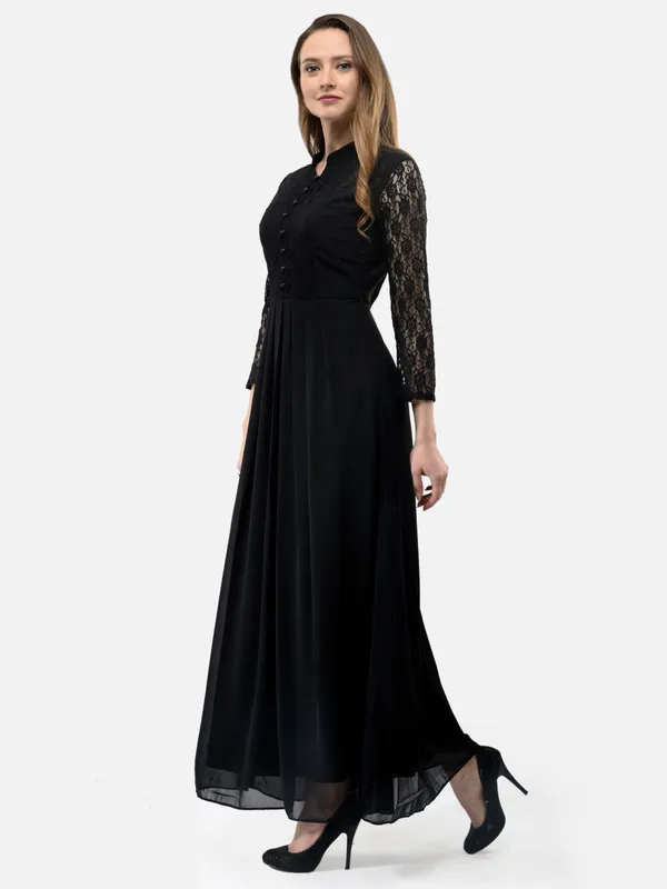 Black_Georgette_Ban_Collar_Full_Sleeves_Long_Maxi_Dress_For_Women