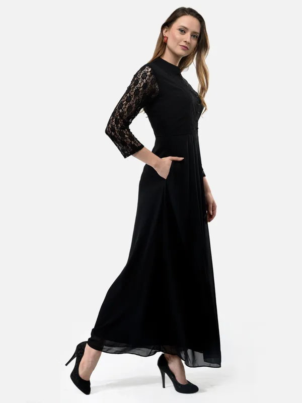 Black_Georgette_Ban_Collar_Full_Sleeves_Long_Maxi_Dress_For_Women