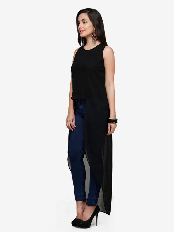 Black_High_Low_Sleeveless_Round_Neck_Classy_Maxi_Top_For_Women