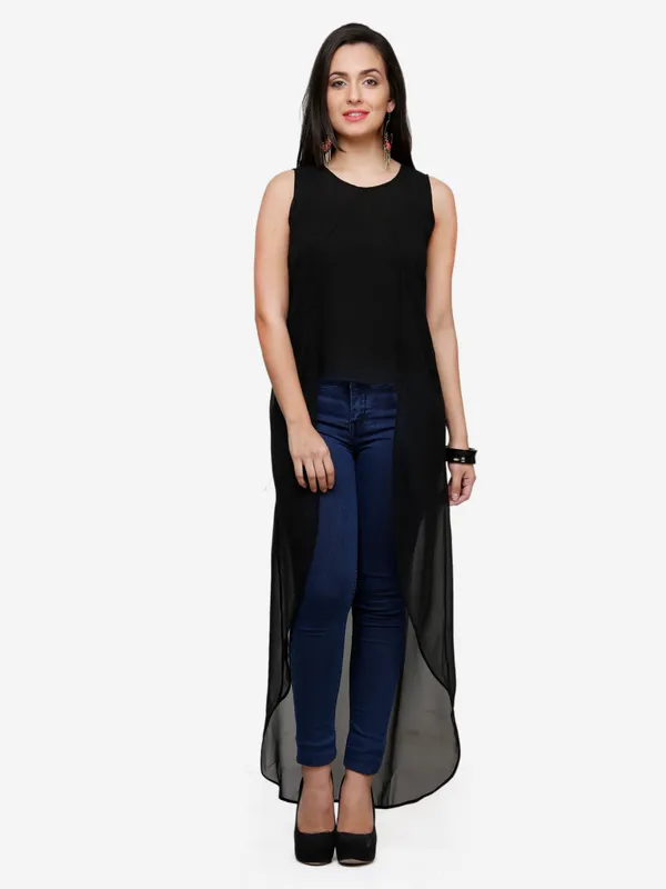 Black_High_Low_Sleeveless_Round_Neck_Classy_Maxi_Top_For_Women