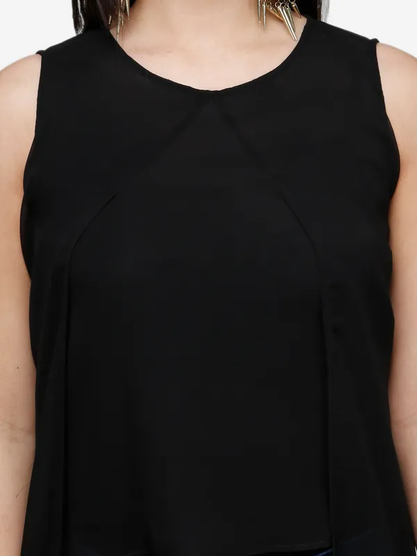 Black_High_Low_Sleeveless_Round_Neck_Classy_Maxi_Top_For_Women