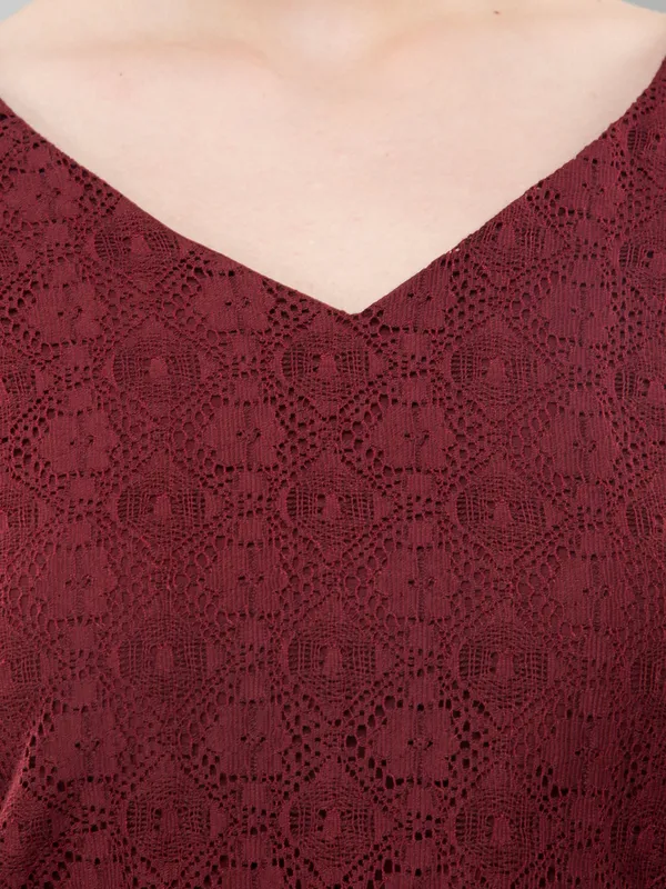 Maroon_Casual_Cotton_Net_V-Neck_Bell_Sleeves_Top