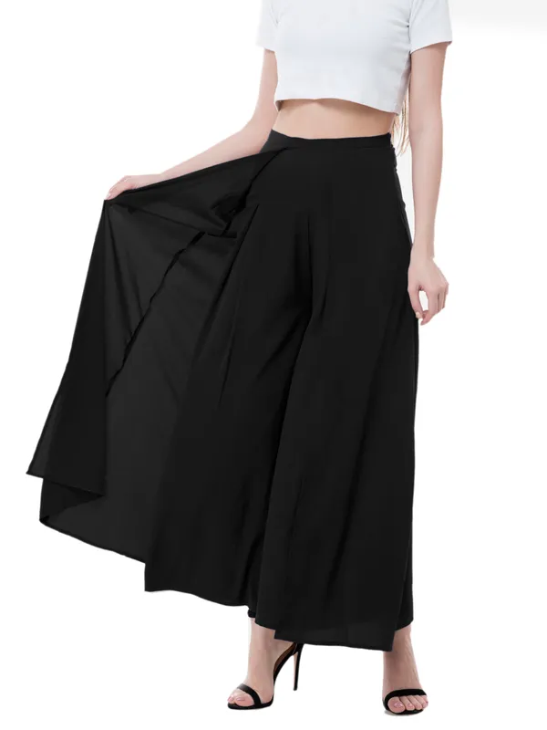 Black_Solid_Flared_Skirt_Palazzos