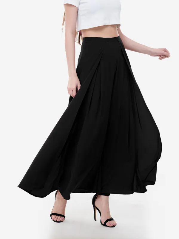 Black_Solid_Flared_Skirt_Palazzos