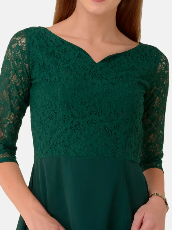 Green_Sweetheart_Neckline_Fit_&_Flare_Empire_Waist_Lace_Dress