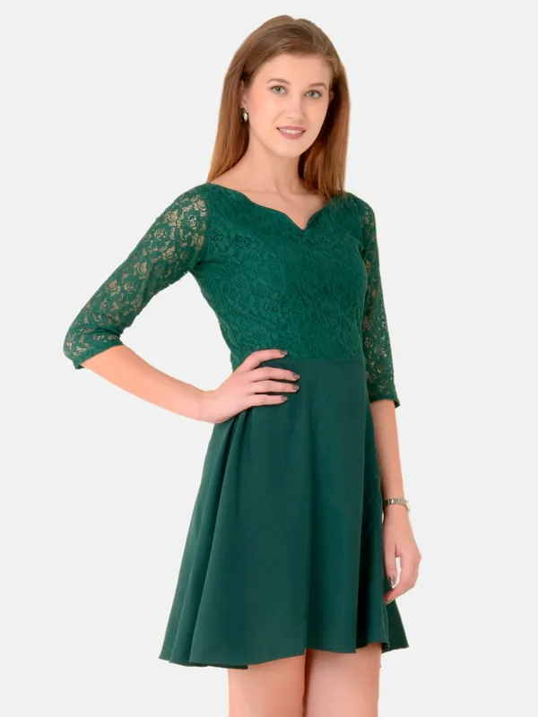 Green_Sweetheart_Neckline_Fit_&_Flare_Empire_Waist_Lace_Dress