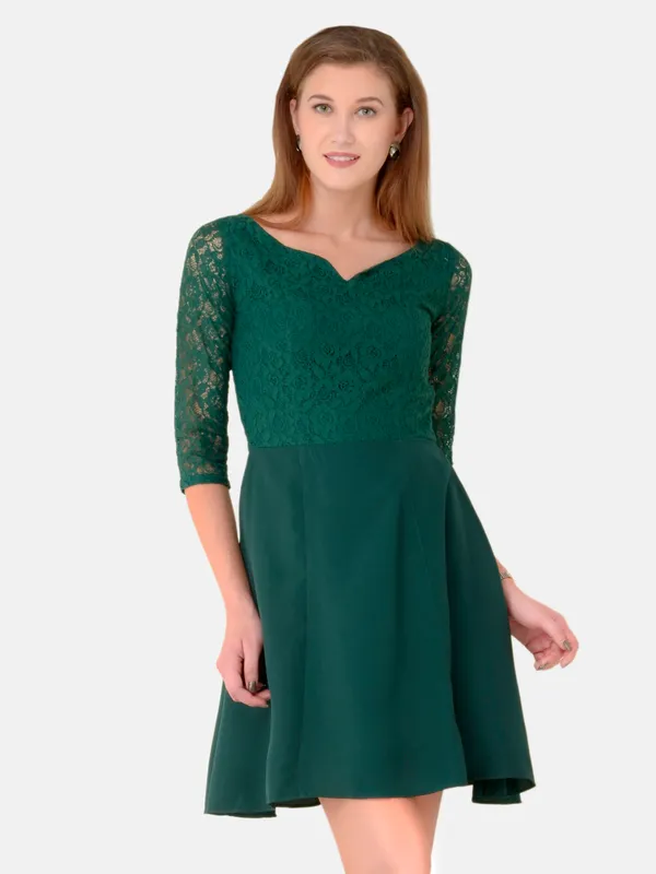 Green_Sweetheart_Neckline_Fit_&_Flare_Empire_Waist_Lace_Dress