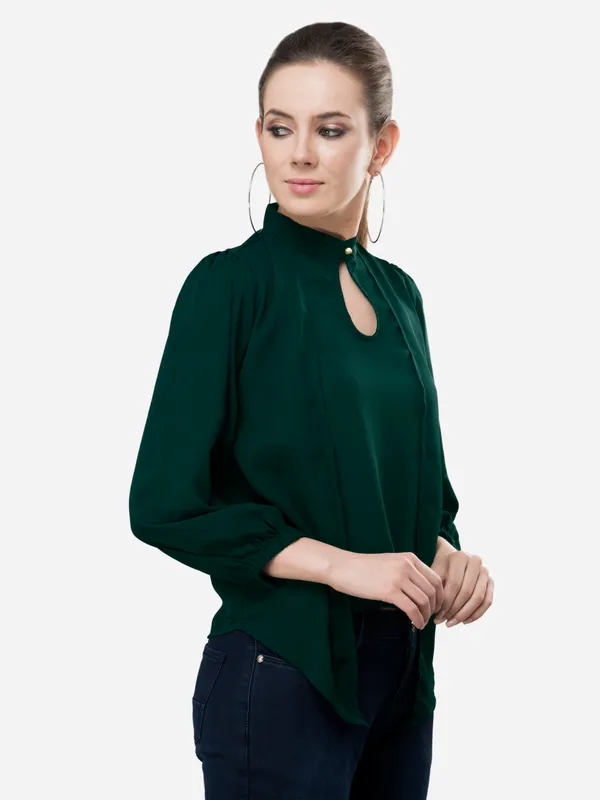 V&M_Green_High_Neck_Layered_Top_For_Women