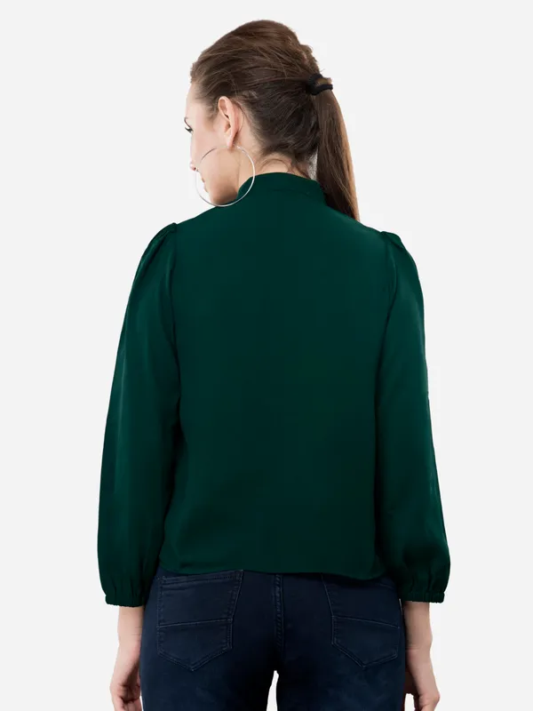 V&M_Green_High_Neck_Layered_Top_For_Women