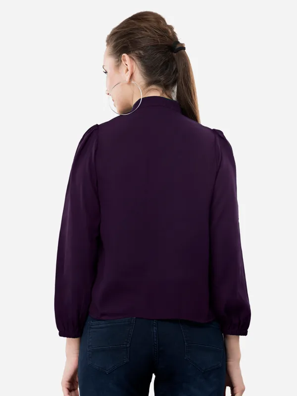 V&M_Purple_High_Neck_Layered_Top_For_Women