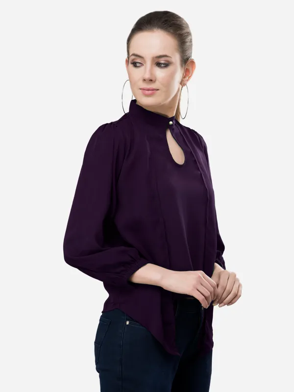 V&M_Purple_High_Neck_Layered_Top_For_Women