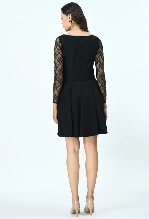 Black_Floral_Lycra_Fit_And_Flare_Dress